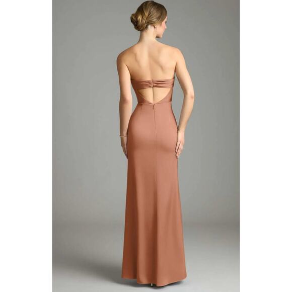 Azazie Kendall + Kylie Bronzer Strapless Satin Bridesmaid Formal Gown - Picture 5 of 5